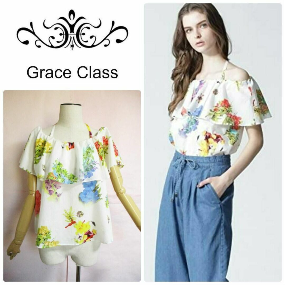 Grace Class(グレースクラス)の【グレースクラス】フラワープリントブラウス　オフショル　グレースコンチネンタル レディースのトップス(シャツ/ブラウス(半袖/袖なし))の商品写真