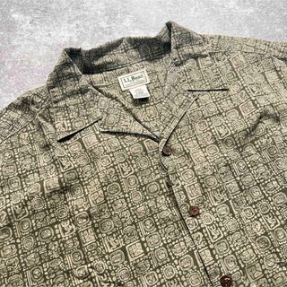 エルエルビーン(L.L.Bean)の【超希少】00sエルエルビーンL.L.Beanオープンカラー総柄シャツ古着レトロ(シャツ)