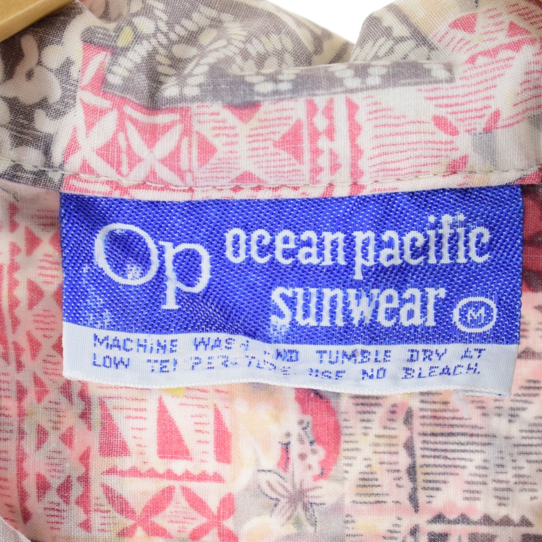 OCEAN PACIFIC(オーシャンパシフィック)の古着 オーシャンパシフィック Ocean pacific 総柄 オープンカラー プルオーバー ハワイアンアロハシャツ メンズM /eaa350262 メンズのトップス(シャツ)の商品写真