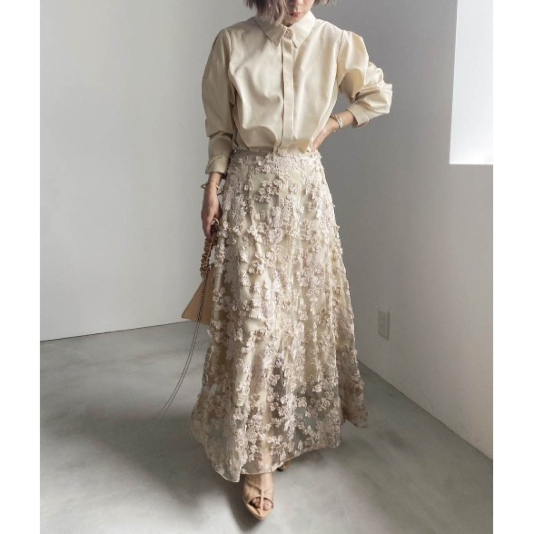 Ameri VINTAGE(アメリヴィンテージ)のAmeri VINTAGE LACE LAYERED SHIRT DRESS レディースのワンピース(ロングワンピース/マキシワンピース)の商品写真