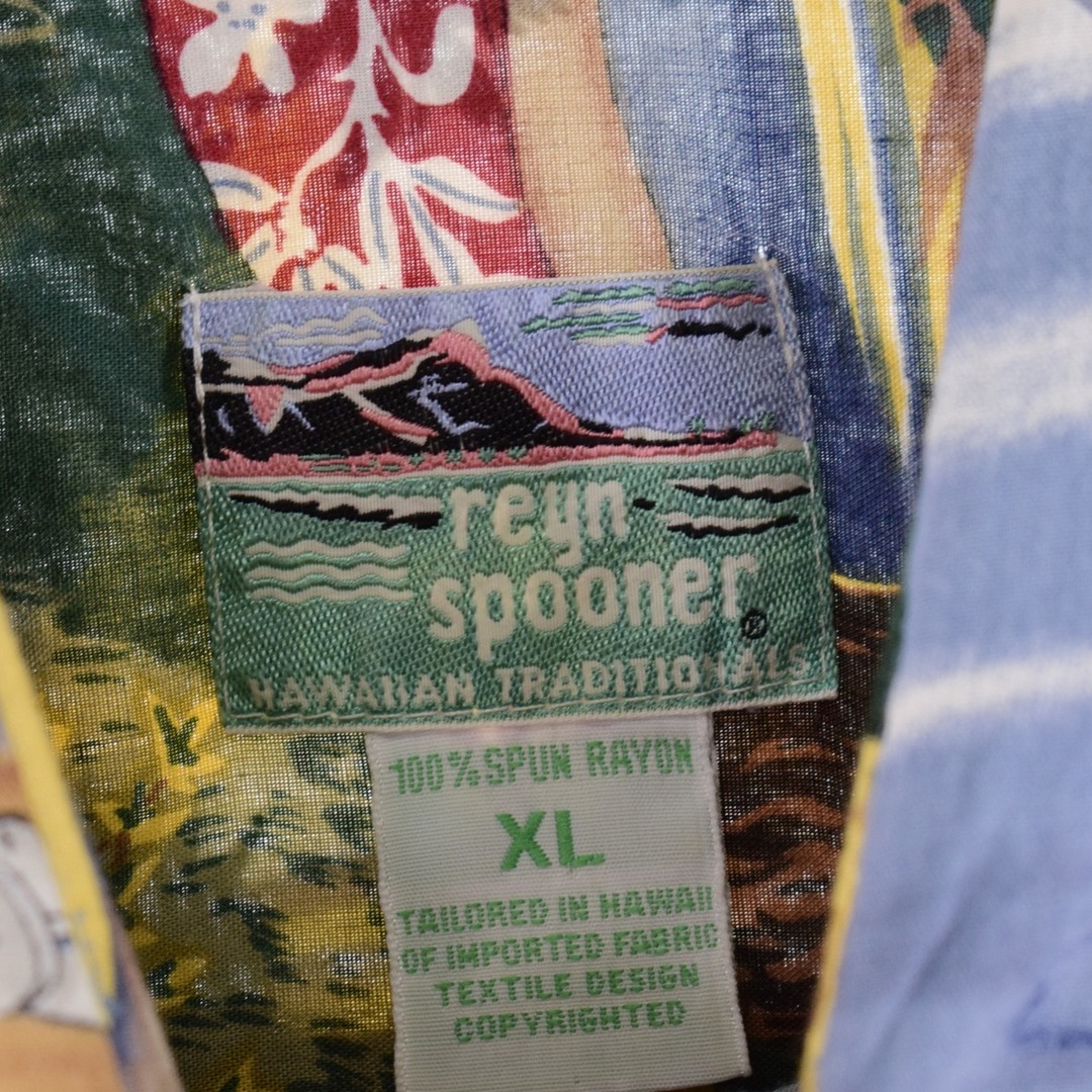 Reyn Spooner(レインスプーナー)の古着 80～90年代 レインスプーナー REYNSPOONER ダイヤモンドヘッドタグ 総柄 レーヨン ハワイアンアロハシャツ メンズXL ヴィンテージ /eaa350163 メンズのトップス(シャツ)の商品写真