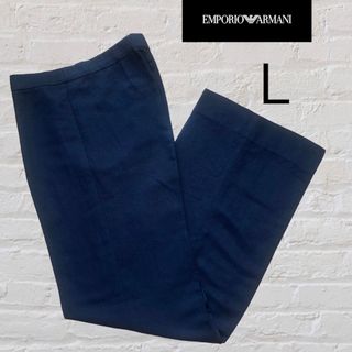 エンポリオアルマーニ(Emporio Armani)のEMPORIO ARMANI/エンポリオアルマーニ　リネンパンツ　ネイビー　Ｌ(カジュアルパンツ)