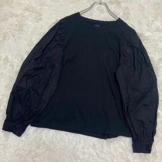 GAP 【S】ブラック スウェット シャツ 袖シャツ Vネック カジュアル(Tシャツ(長袖/七分))