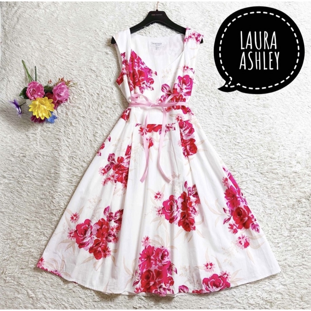 LAURA ASHLEY - 《美品》ローラアシュレイ コットンワンピース 花柄 ...