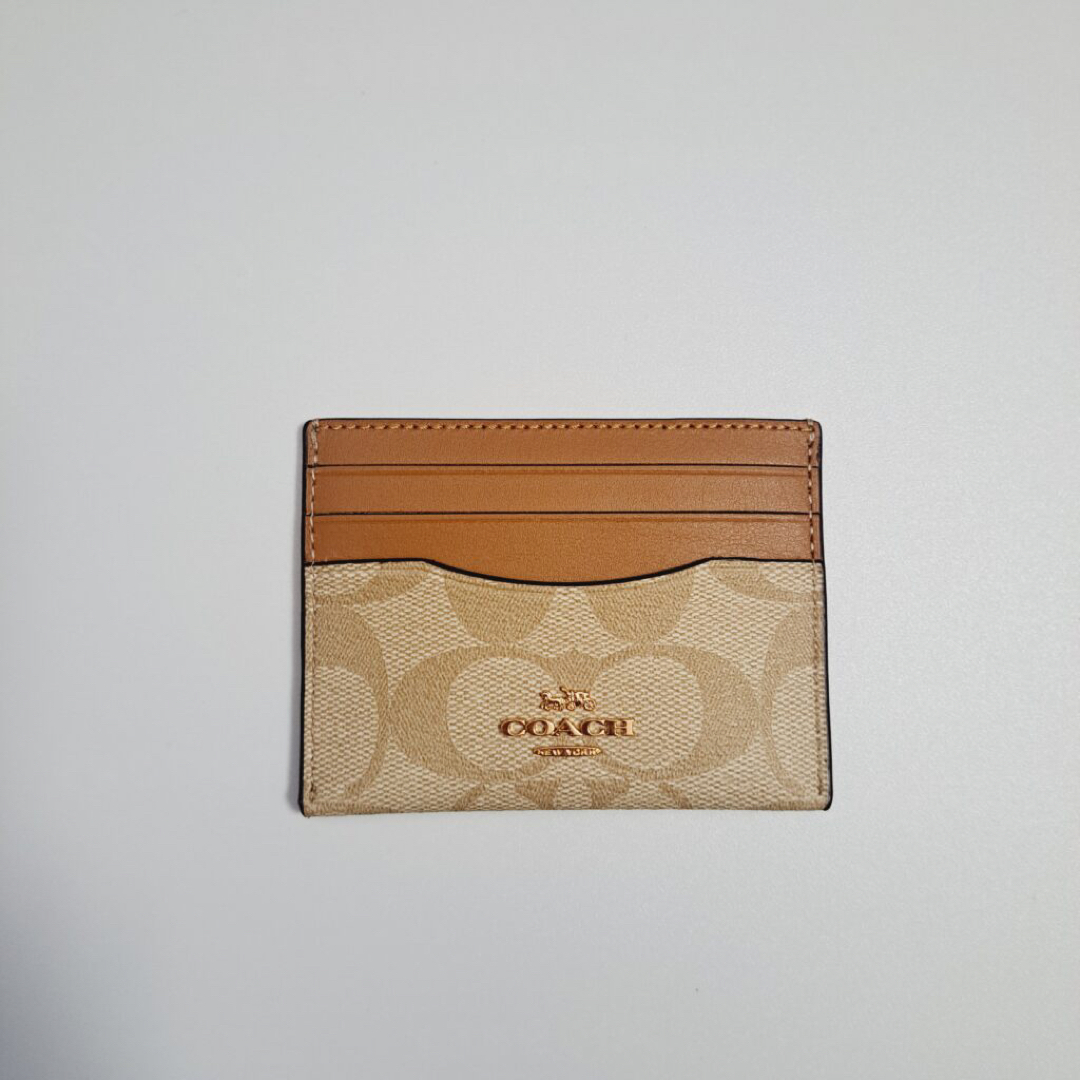 【新品】COACH コーチ シグネチャーレザーカードケース パスケース カーキ