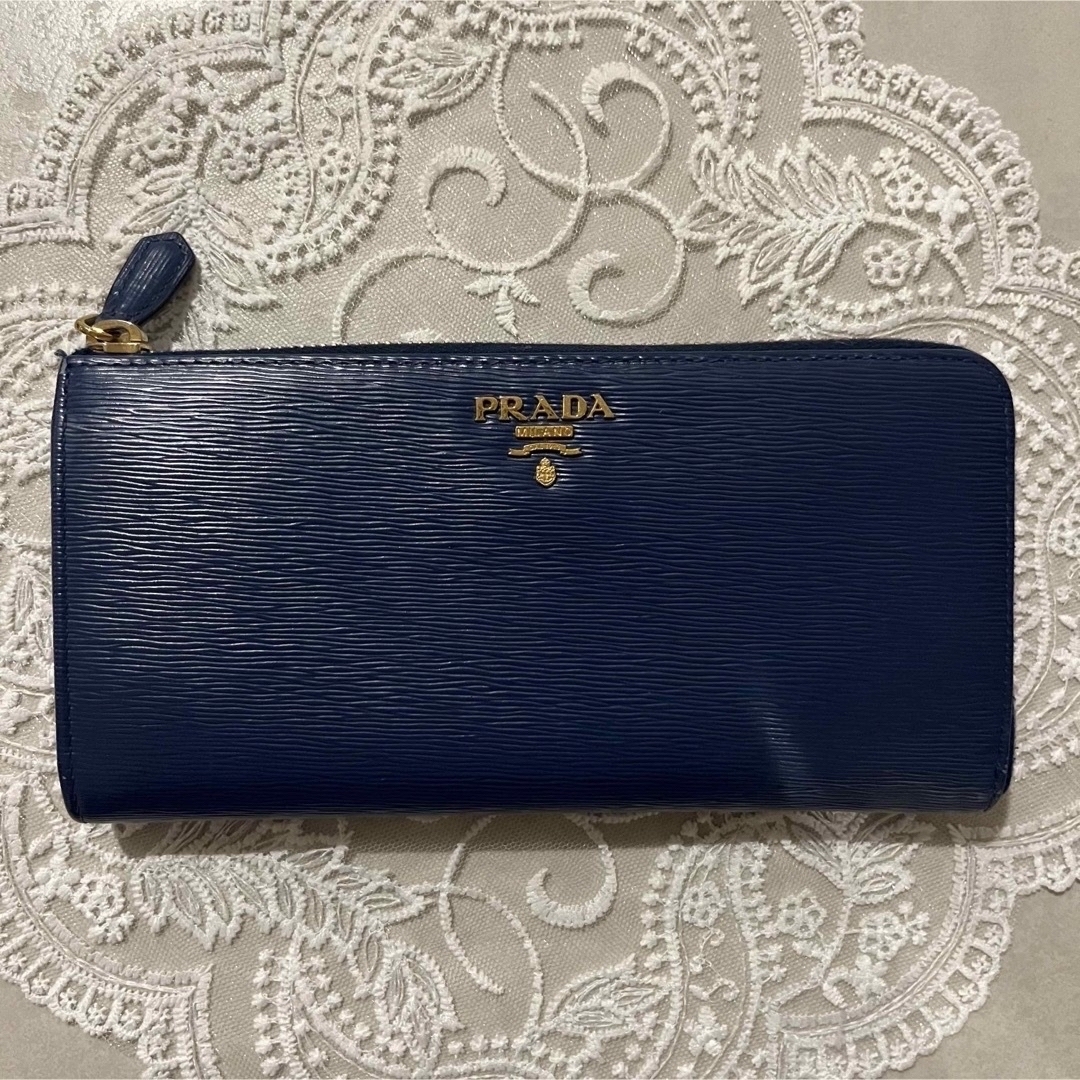 PRADA - PRADA プラダ 長財布 L字ファスナー ヴィッテロムーブ ブルー
