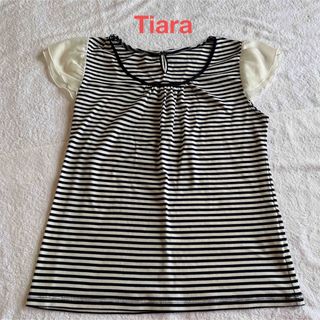 ティアラ(tiara)のTiara ティアラ 半袖トップス ボーダー バックリボン フリル袖(カットソー(半袖/袖なし))