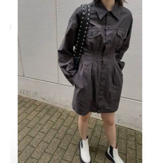 マウジー(moussy)のmoussy COTTON SHIRT MINI ドレス  BLACK(ミニワンピース)