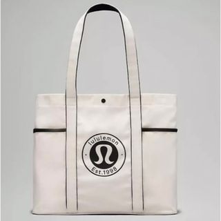 lululemon - ルルレモン 黒マルチポケット キャンバス ロゴ トート