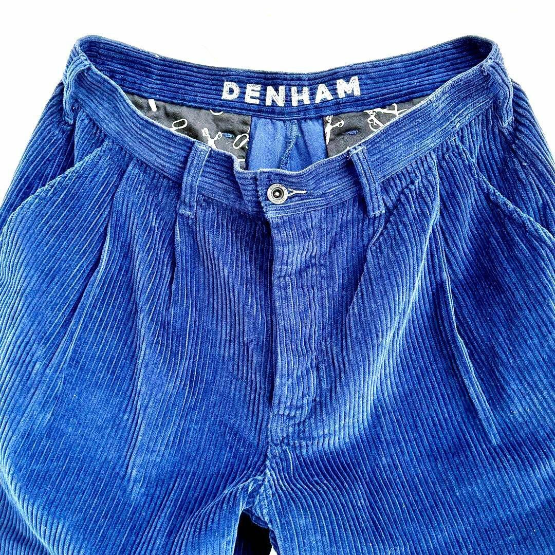 デンハム DENHAM コーディロイ ツータック ワイド パンツ　ネイビー 3