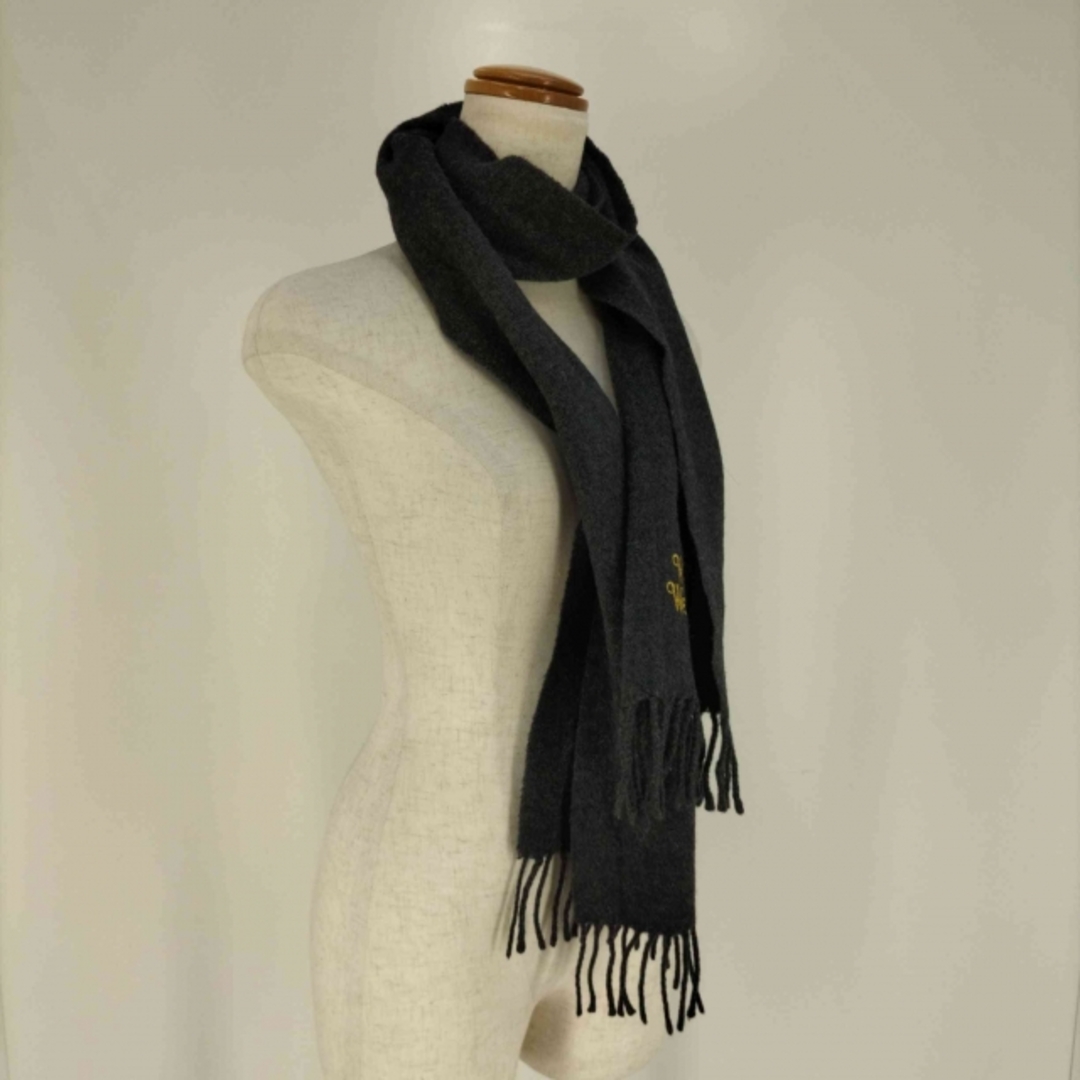 CELINE/セリーヌ 22AW ロゴパッチリブ編みウールニットマフラー 2AC35619S カラー:ブラック【USED】【230612】【yast】