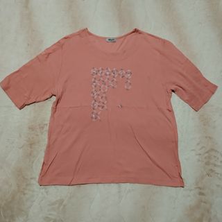 ジーユー(GU)のレディース　Tシャツ　トップス　春夏　オレンジ　トレーニング　ルームウェア(Tシャツ(半袖/袖なし))