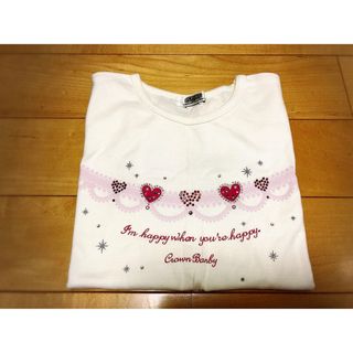 クラウンバンビ(CROWN BANBY)のCROWN BANBY/ 子供服 ビジュー付き半袖Tシャツ ホワイト(Tシャツ/カットソー)