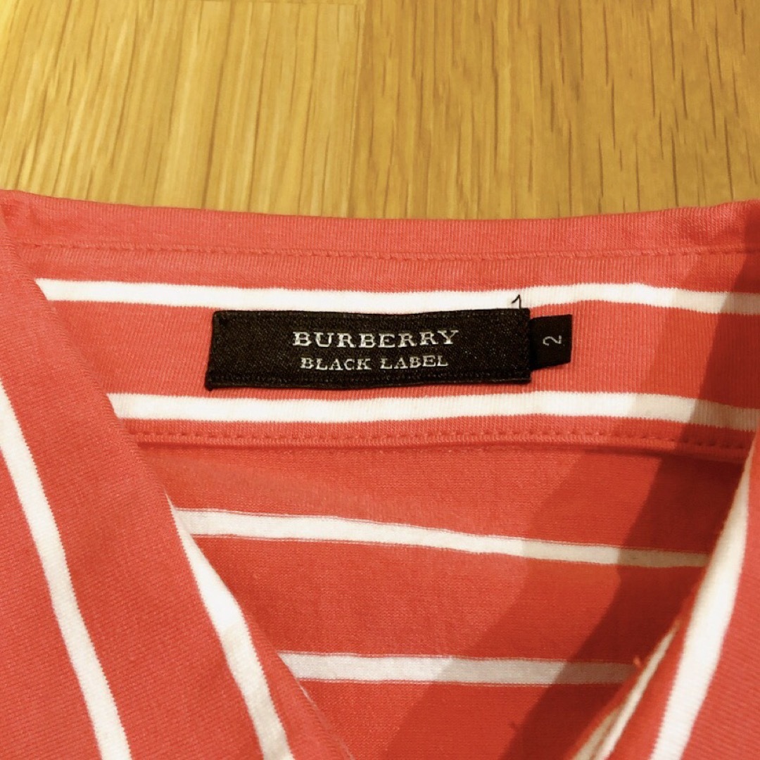 BURBERRY BLACK LABEL(バーバリーブラックレーベル)のBURBERRY BLACK LABEL ポロシャツ ピンクボーダー メンズのトップス(ポロシャツ)の商品写真