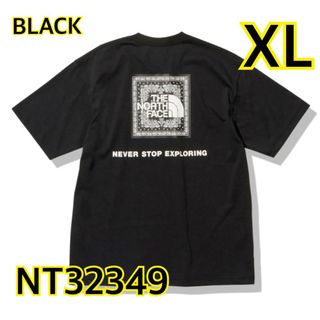 ザノースフェイス(THE NORTH FACE)の【新品】ノースフェイス　バンダナスクエアロゴTシャツ　黒　XL nt32349(Tシャツ/カットソー(半袖/袖なし))