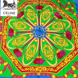 セリーヌ(celine)の美品CELINE セリーヌシルク大判スカーフ(バンダナ/スカーフ)