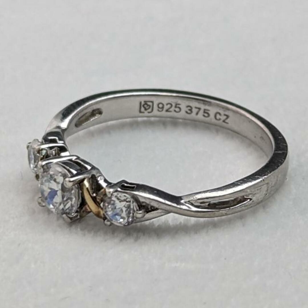 英国ヴィンテージジュエリー キュービックジルコニア 純銀＆9ctゴールドリング 指輪のサムネイル