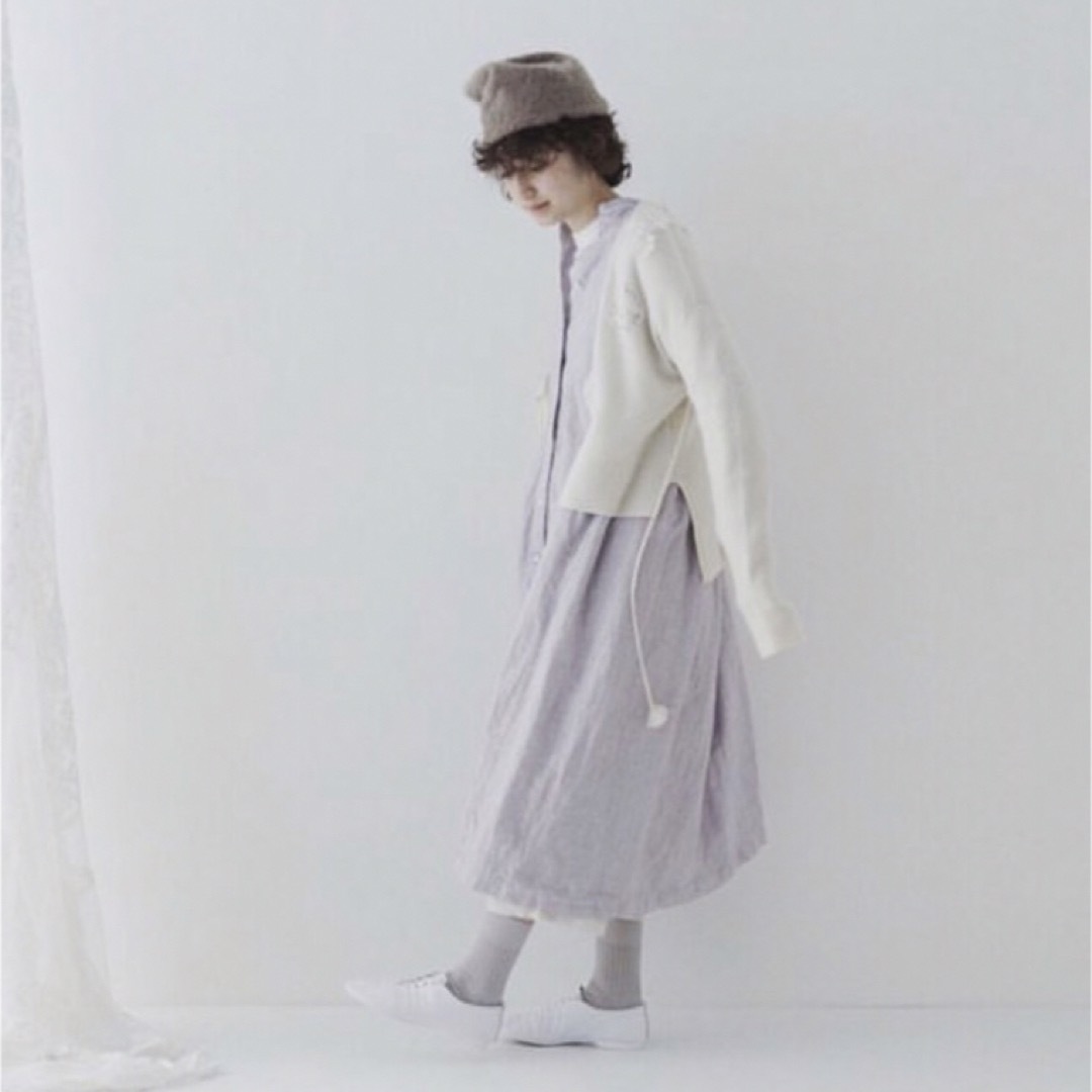 nest Robe バンドカラーラッフル袖ワンピース（LAVENDER）