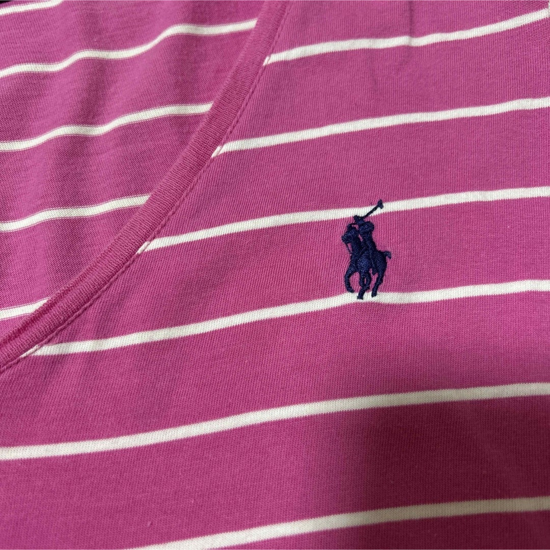 POLO RALPH LAUREN(ポロラルフローレン)のラルフローレンスポーツ　 VネックTシャツ　L レディースのトップス(Tシャツ(半袖/袖なし))の商品写真