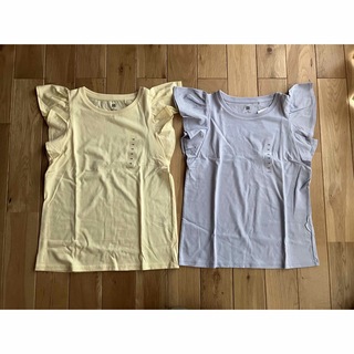 ユニクロ(UNIQLO)の新品 ユニクロ 女の子 スムースコットンフリルTシャツ 140センチ セット(Tシャツ/カットソー)