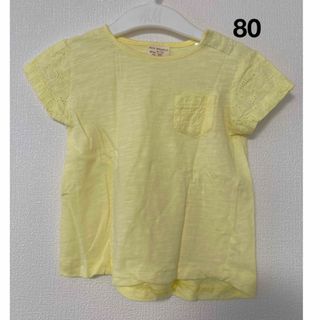 ザラ(ZARA)のZARA 半袖Tシャツ 80 カットソー レース 胸ポケット 匿名配送(Ｔシャツ)