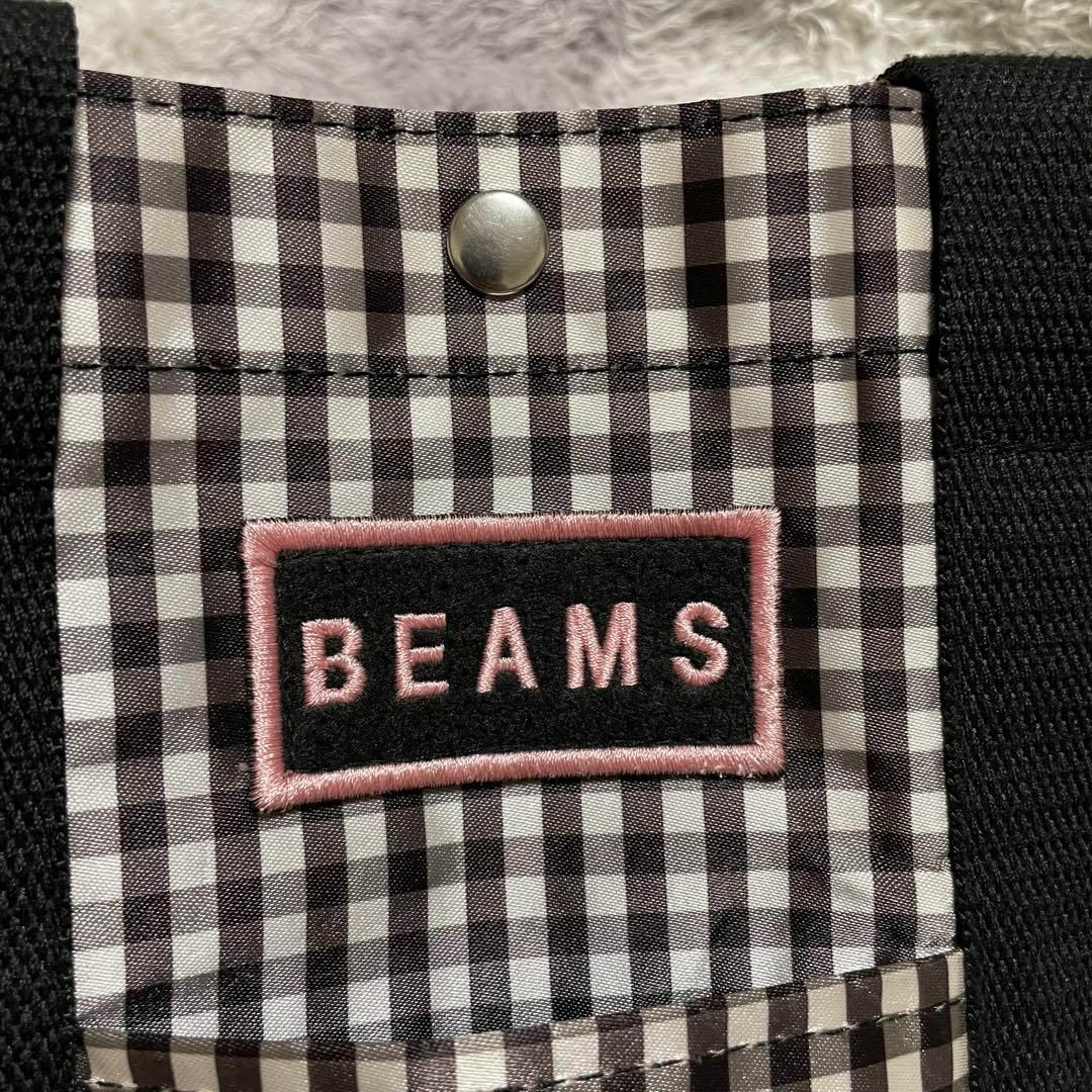 BEAMS(ビームス)のb83e BEAMS ミニトート ハンドバッグ チェック 刺繍ロゴ レディースのバッグ(ハンドバッグ)の商品写真