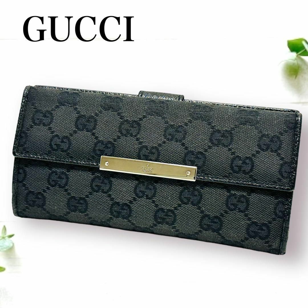 GUCCI グッチ 長財布 GGキャンバス レザー ロゴ金具 - 長財布