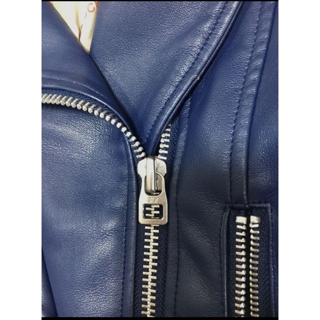 SLY(スライ)の美品　SLY TWOCOLLARFAUX レザージャケット　ネイビー　Mサイズ レディースのジャケット/アウター(ライダースジャケット)の商品写真