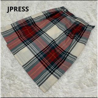 ジェイプレス(J.PRESS)の美品　JPRESS ジェイプレス　スカート　タータンチェック　Mサイズ(ひざ丈スカート)