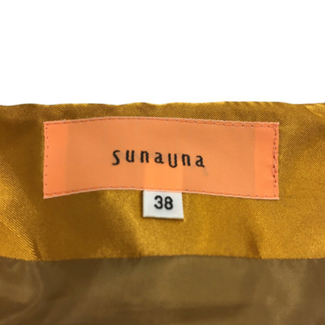 SunaUna(スーナウーナ)のスーナウーナ スカート フレア 膝丈 ラップ風 タック 38 黄 ゴールド レディースのスカート(ひざ丈スカート)の商品写真