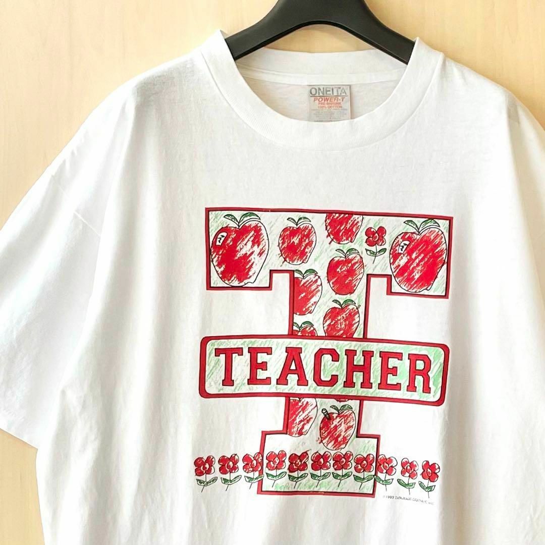 90s　ヴィンテージ　グラフィックTシャツ　オニータ　アップル　ティーチャー