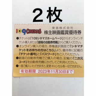 ２枚◆東急109シネマズ 映画鑑賞優待券◆1,000円で鑑賞可能g(その他)