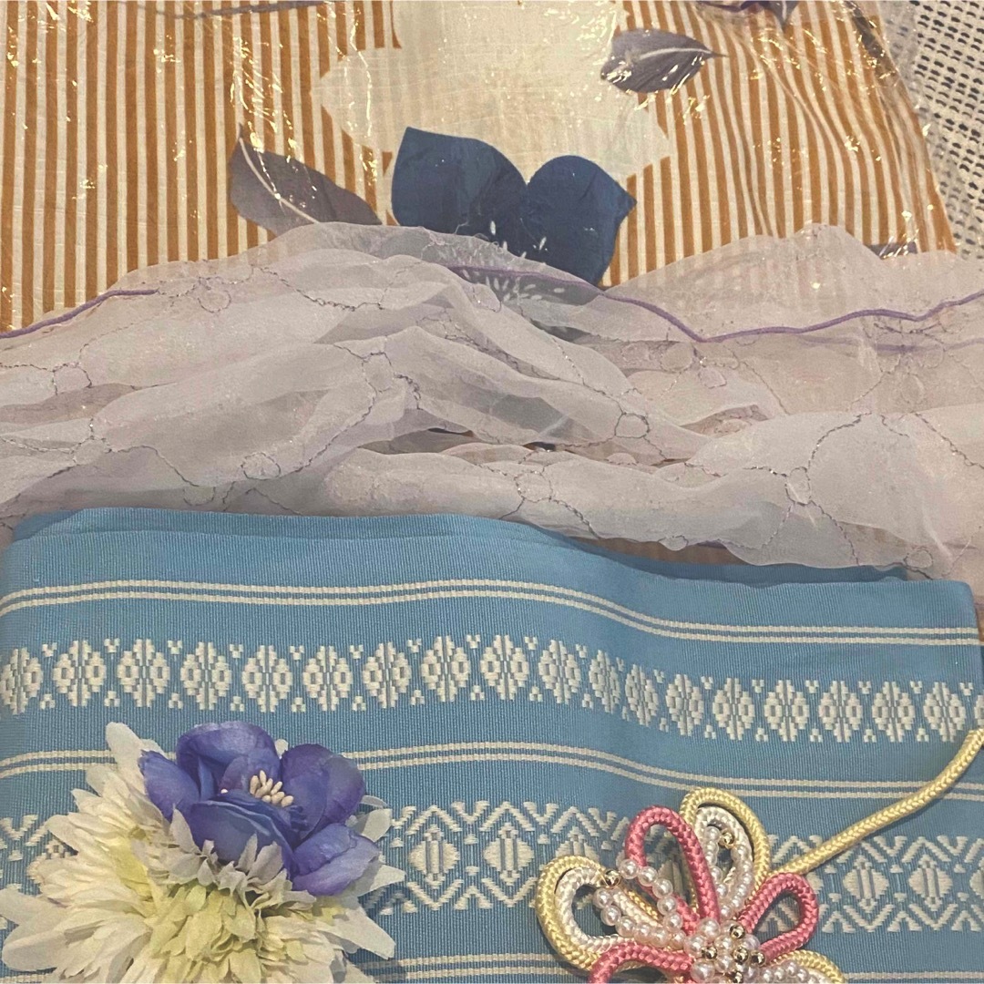 兵児帯　プチ兵児帯　レース　刺繍　ラメ レディースの水着/浴衣(浴衣帯)の商品写真