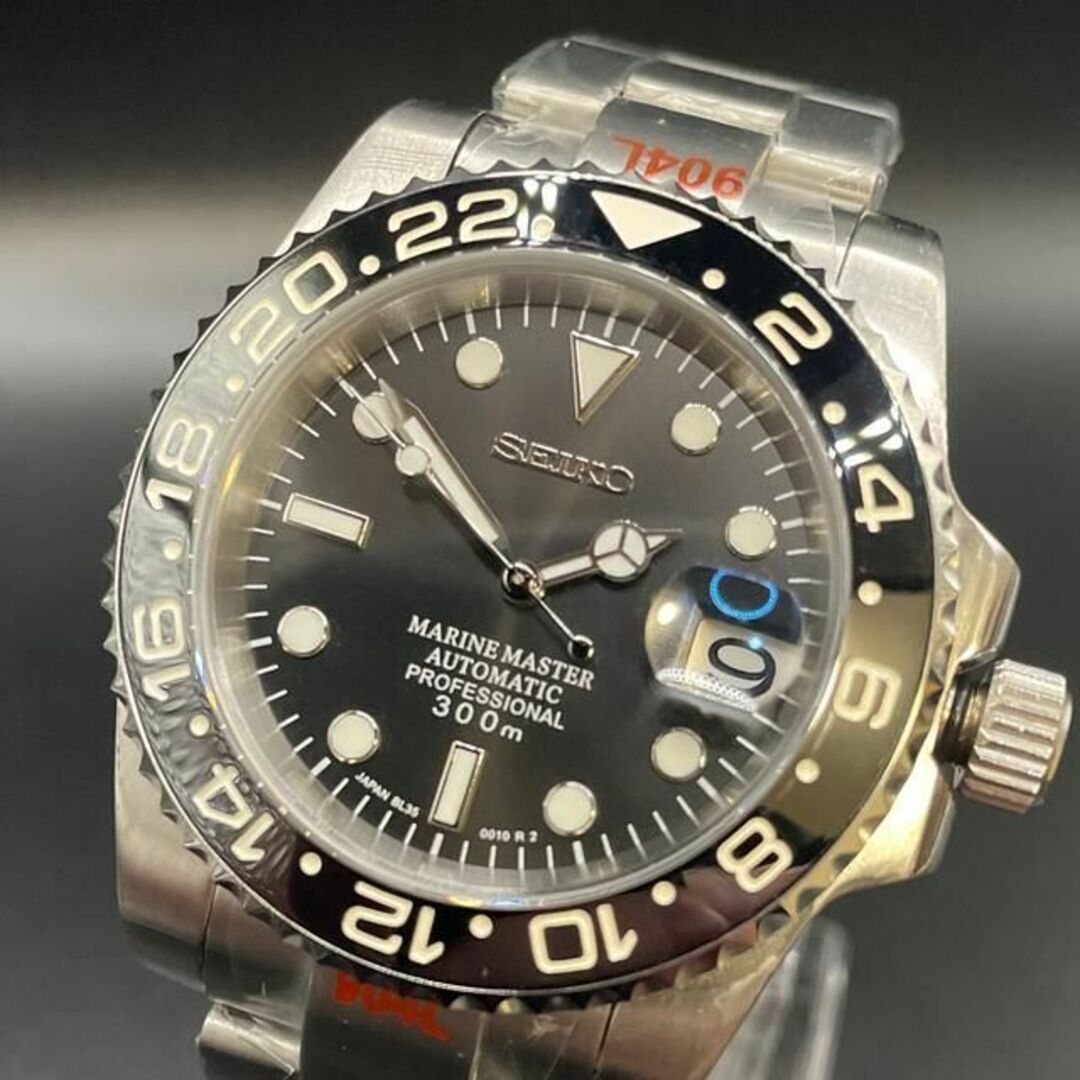 新品SEIKO MOD NH35搭載 セイコー GMTマスターⅡ オイスター 黒-