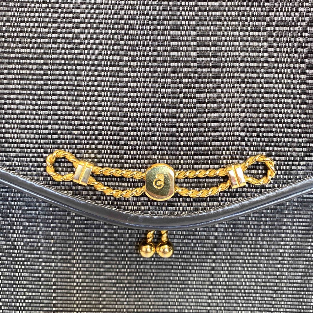 COMTESSE ホースヘア×レザー チャコールグレー ゴールド金具ハンドバッグ