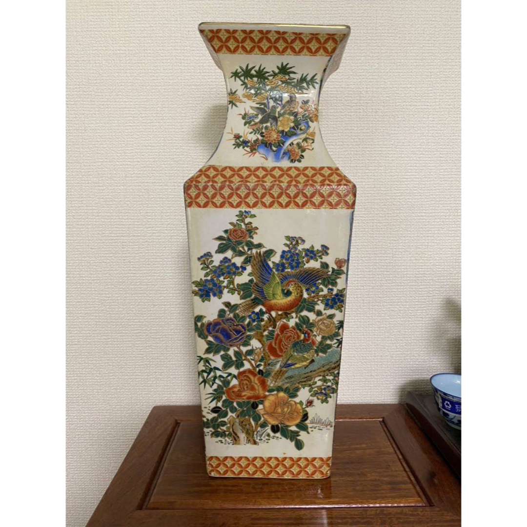 中国美術◆年代品◆花鳥角瓶◆稀少 唐物◆色絵磁器のサムネイル