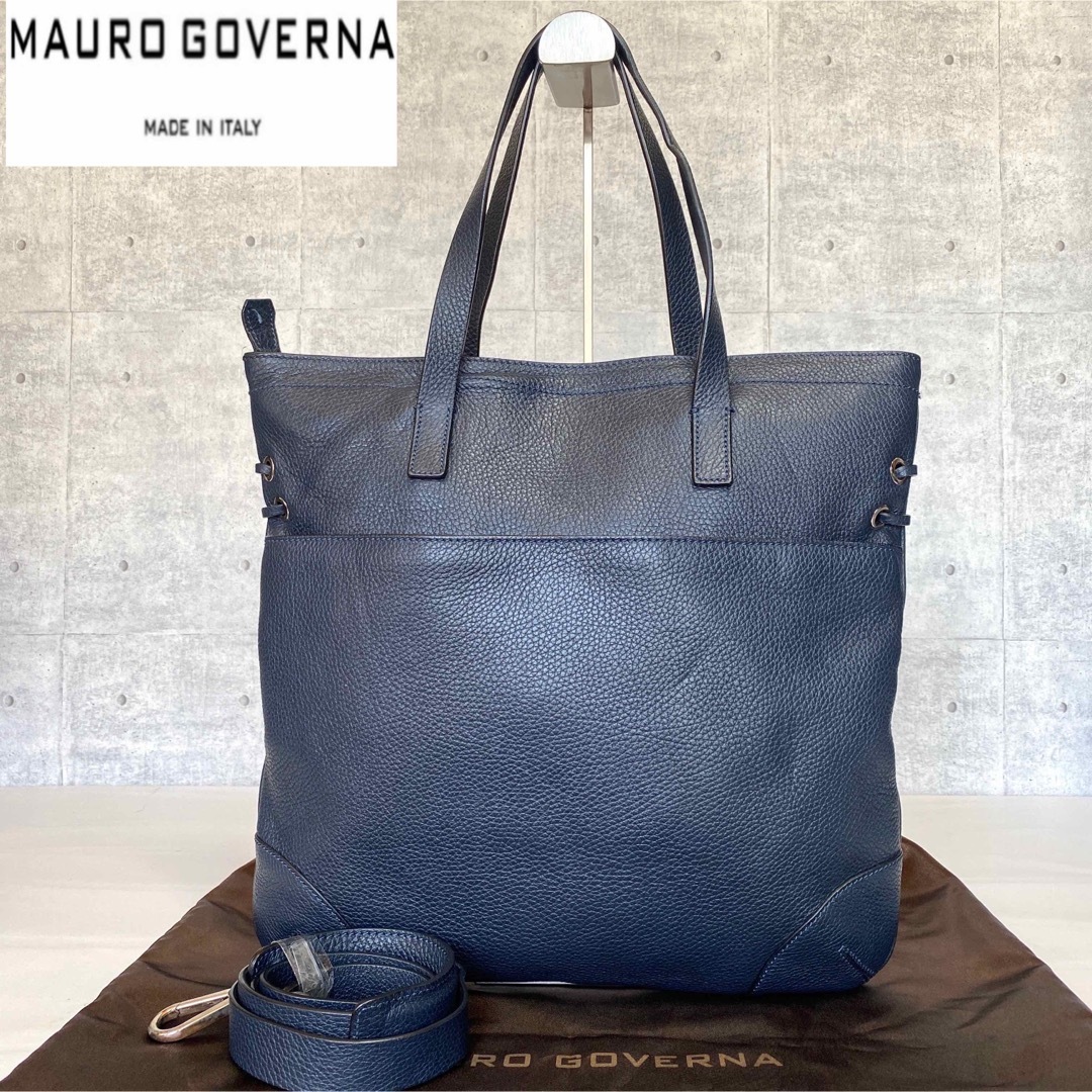 【美品】MAURO GOVERNA BLACK トリヨンレザー ハンドバッグ