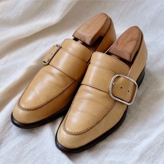 HERMESエルメス ベルトストラップローファー ベージュ35.5-