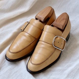 エルメス(Hermes)のHERMESエルメス ベルトストラップローファー ベージュ35.5(ローファー/革靴)