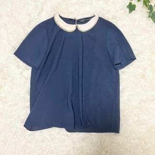 ザラ(ZARA)のZARA WOMAN ザラウーマン ビジュー ブラウス【S】(シャツ/ブラウス(半袖/袖なし))