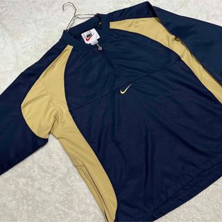 USA製 90s NIKE ナイキ ハーフジップ 刺繍ロゴ メンズ L(大きめ)