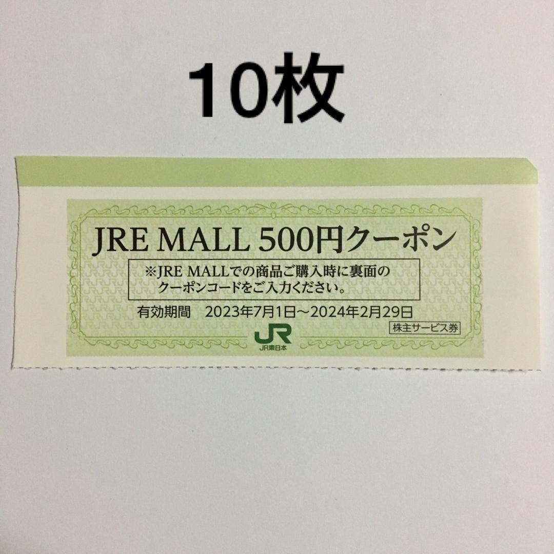 JR(ジェイアール)の10枚セット◆JRE MALLで利用できる500円クーポン券◆No.1 チケットの優待券/割引券(ショッピング)の商品写真