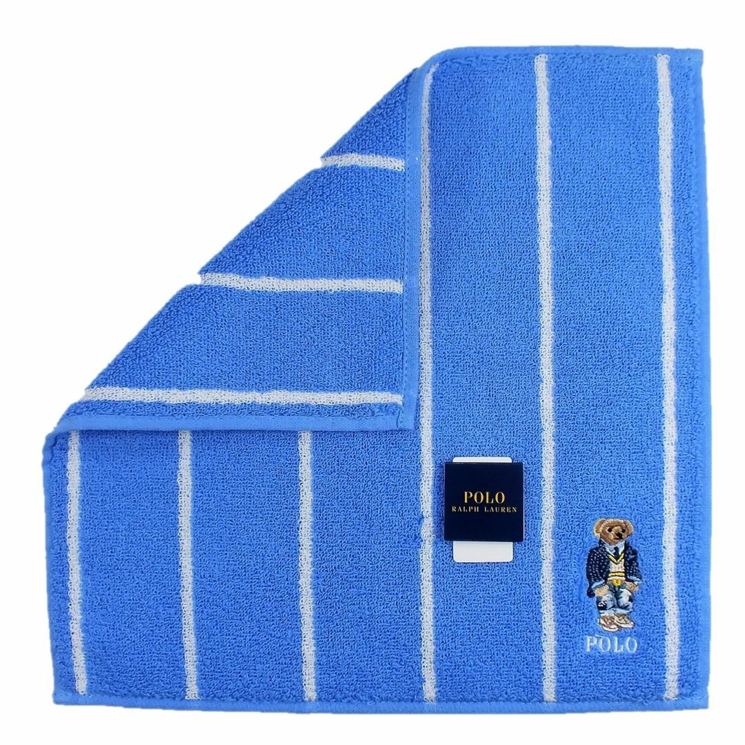 POLO RALPH LAUREN(ポロラルフローレン)のポロベア「デニムブレザー＆ダメージジーンズ柄」ハンカチ 新品1,980円青系 メンズのファッション小物(ハンカチ/ポケットチーフ)の商品写真