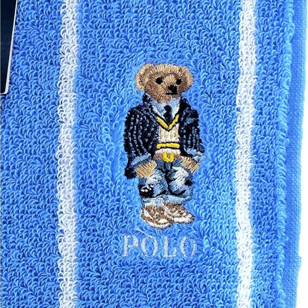 POLO RALPH LAUREN(ポロラルフローレン)のポロベア「デニムブレザー＆ダメージジーンズ柄」ハンカチ 新品1,980円青系 メンズのファッション小物(ハンカチ/ポケットチーフ)の商品写真