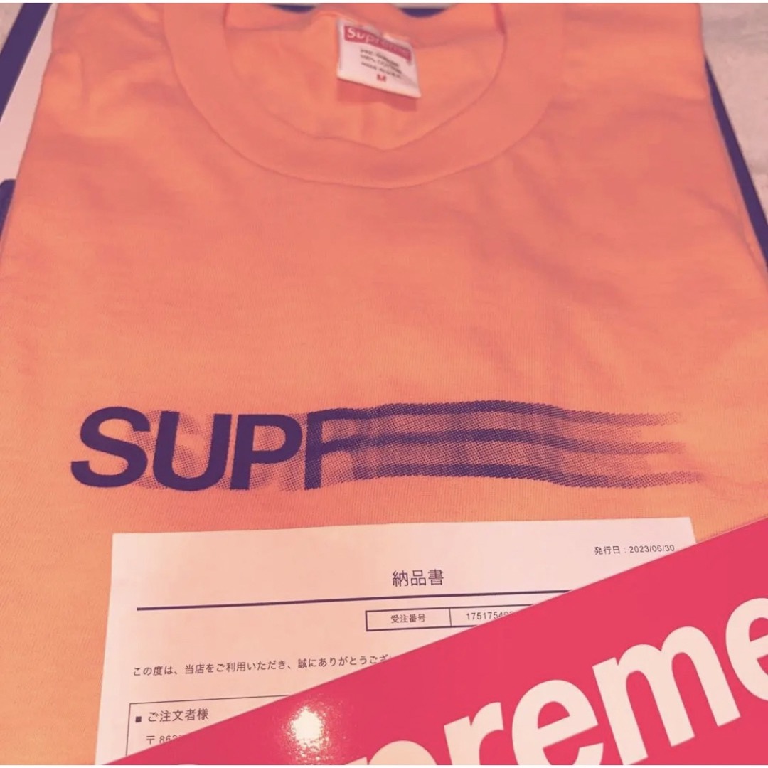 SupremeモーションロゴTシャツブラックMステッカー付き