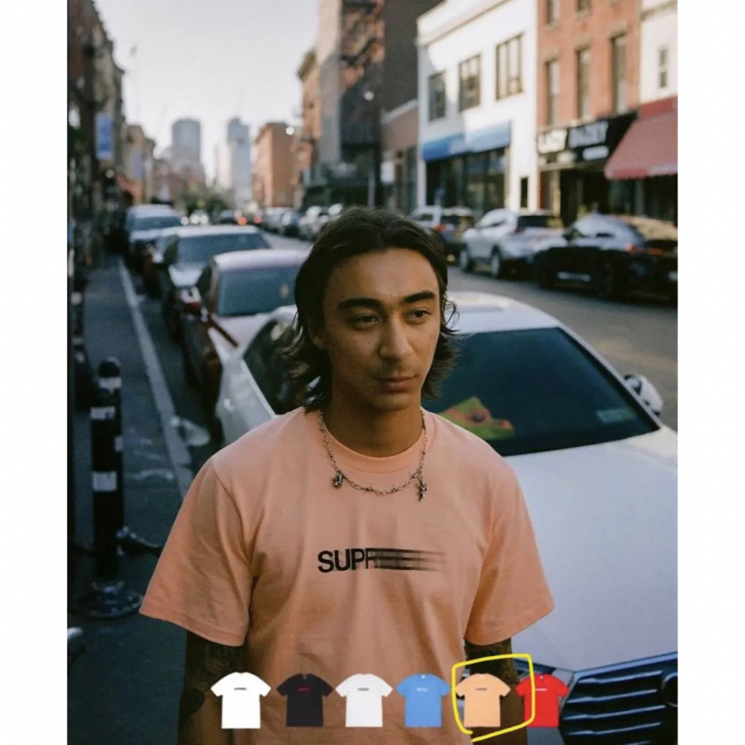 SupremeモーションロゴTシャツブラックMステッカー付き