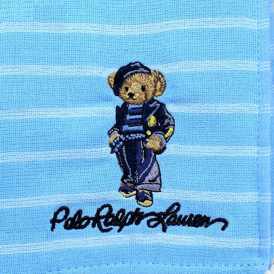 POLO RALPH LAUREN(ポロラルフローレン)のポロベアベレー帽＆フレンチネイビーラルフハンカチ 25㎝新品1,980円青地白 レディースのファッション小物(バンダナ/スカーフ)の商品写真