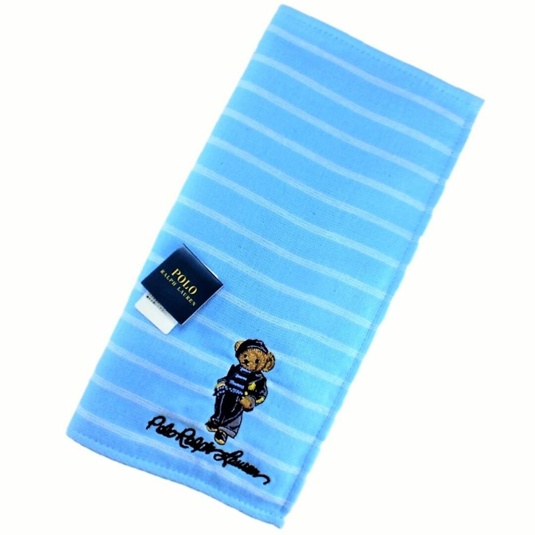 POLO RALPH LAUREN(ポロラルフローレン)のポロベアベレー帽＆フレンチネイビーラルフハンカチ 25㎝新品1,980円青地白 レディースのファッション小物(バンダナ/スカーフ)の商品写真