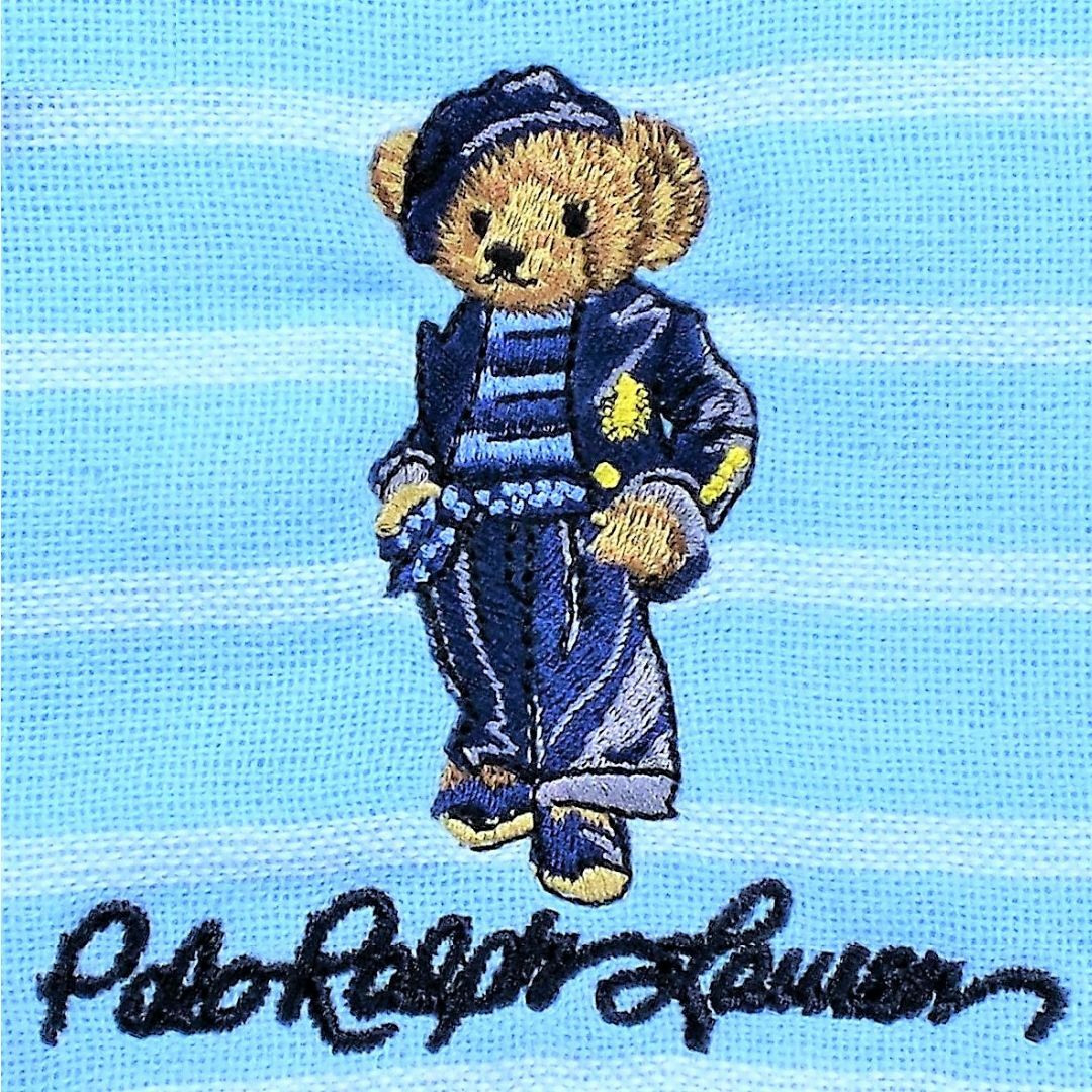 POLO RALPH LAUREN(ポロラルフローレン)のポロベアベレー帽＆フレンチネイビーラルフハンカチ 25㎝新品1,980円青地白 レディースのファッション小物(バンダナ/スカーフ)の商品写真