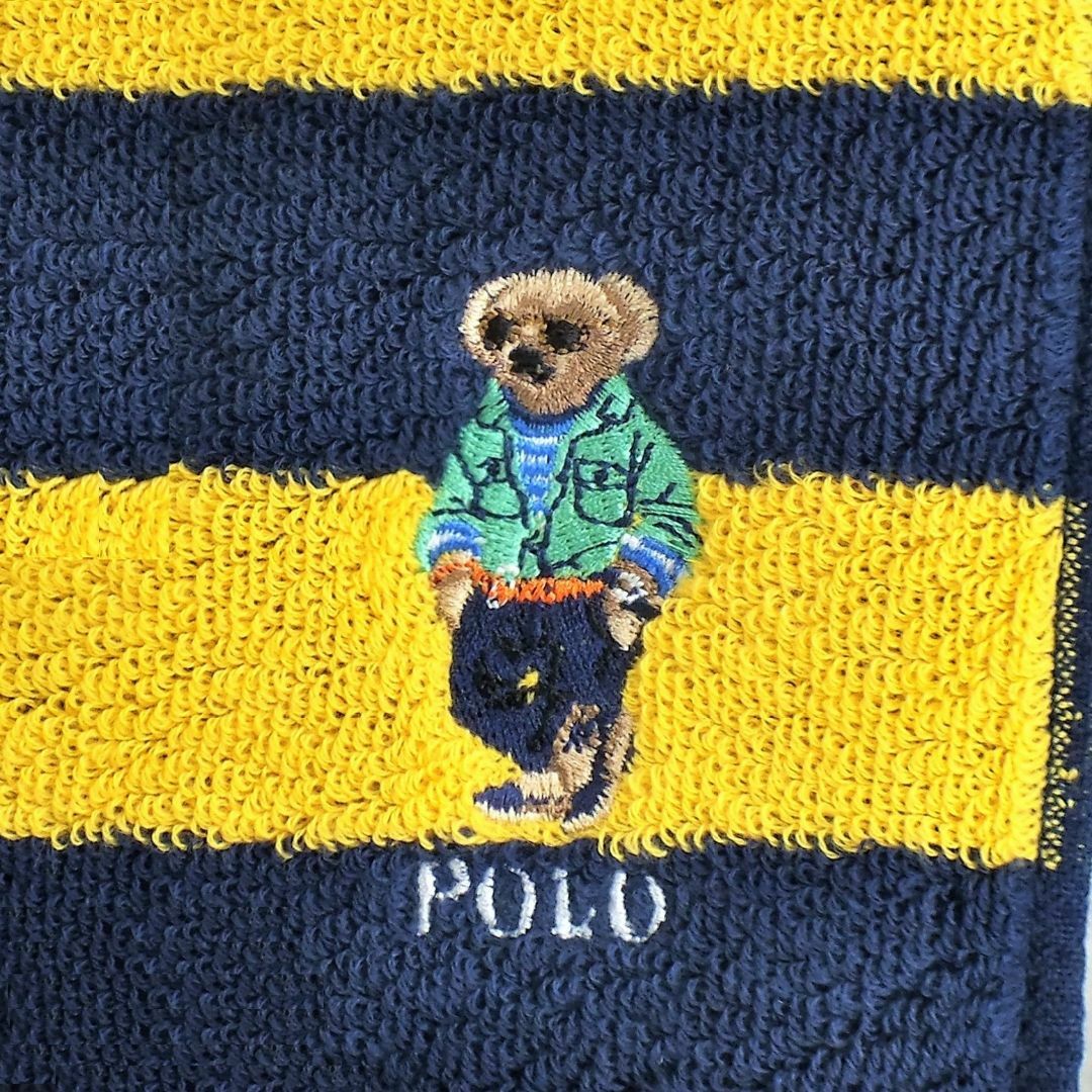 POLO RALPH LAUREN(ポロラルフローレン)の再値下げ！ポロベア「スイングトップ＆デニムパンツ柄」ハンカチ1,980円黄色系 メンズのファッション小物(ハンカチ/ポケットチーフ)の商品写真